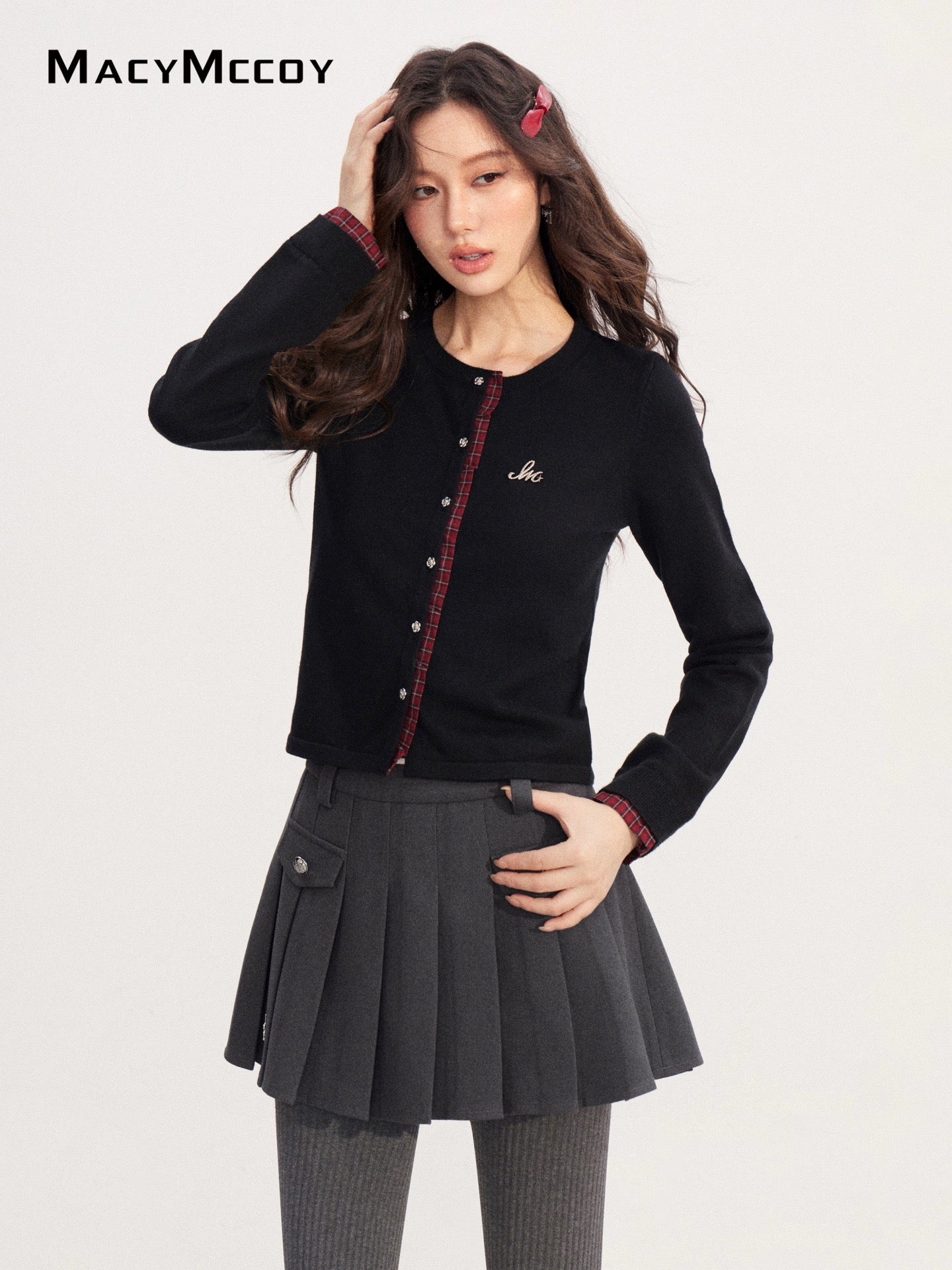 MacyMccoy MMC2025231 Lace patchwork knitted top