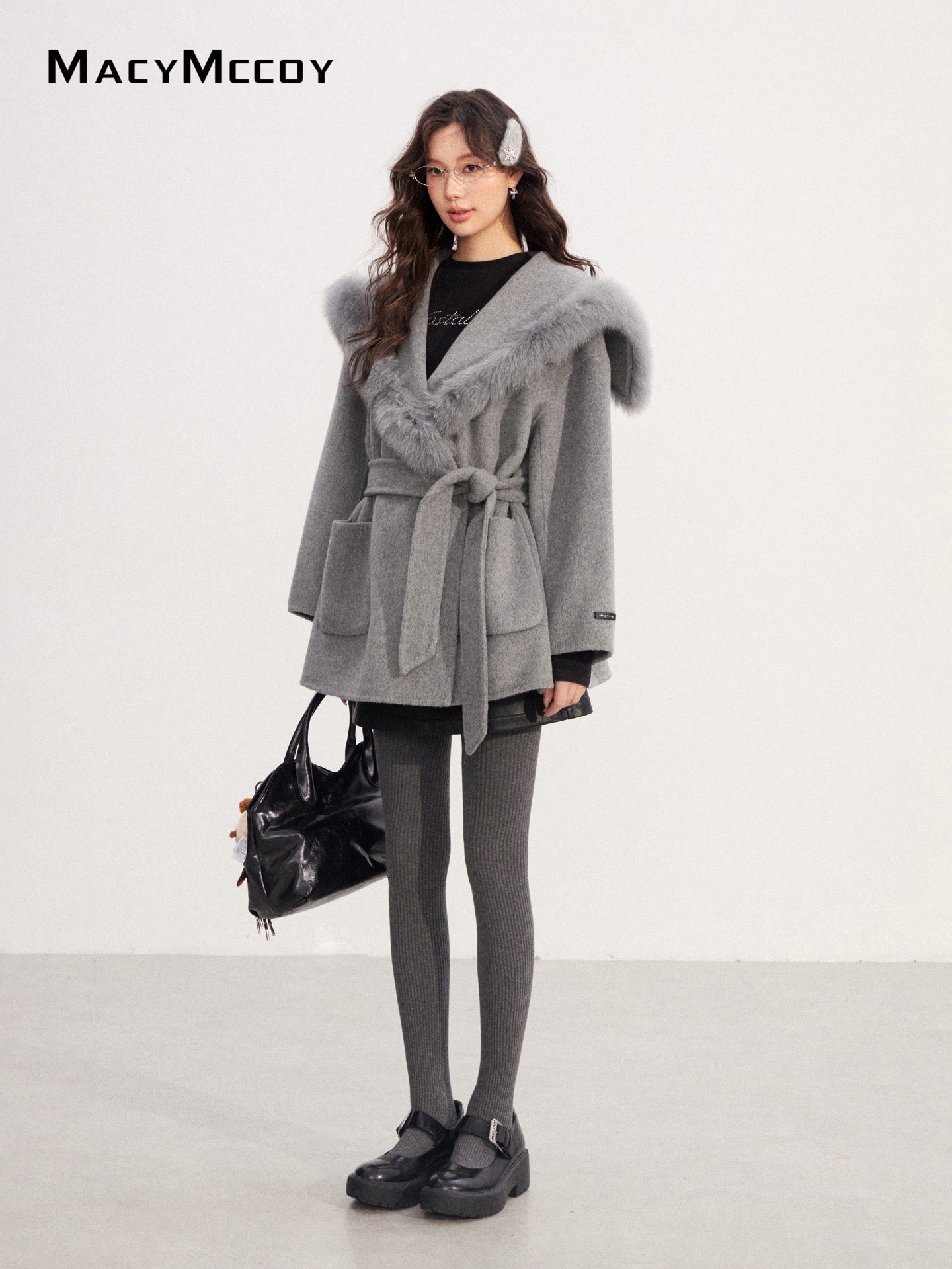 MacyMccoy MMC2025226 Wide lapel wool coat