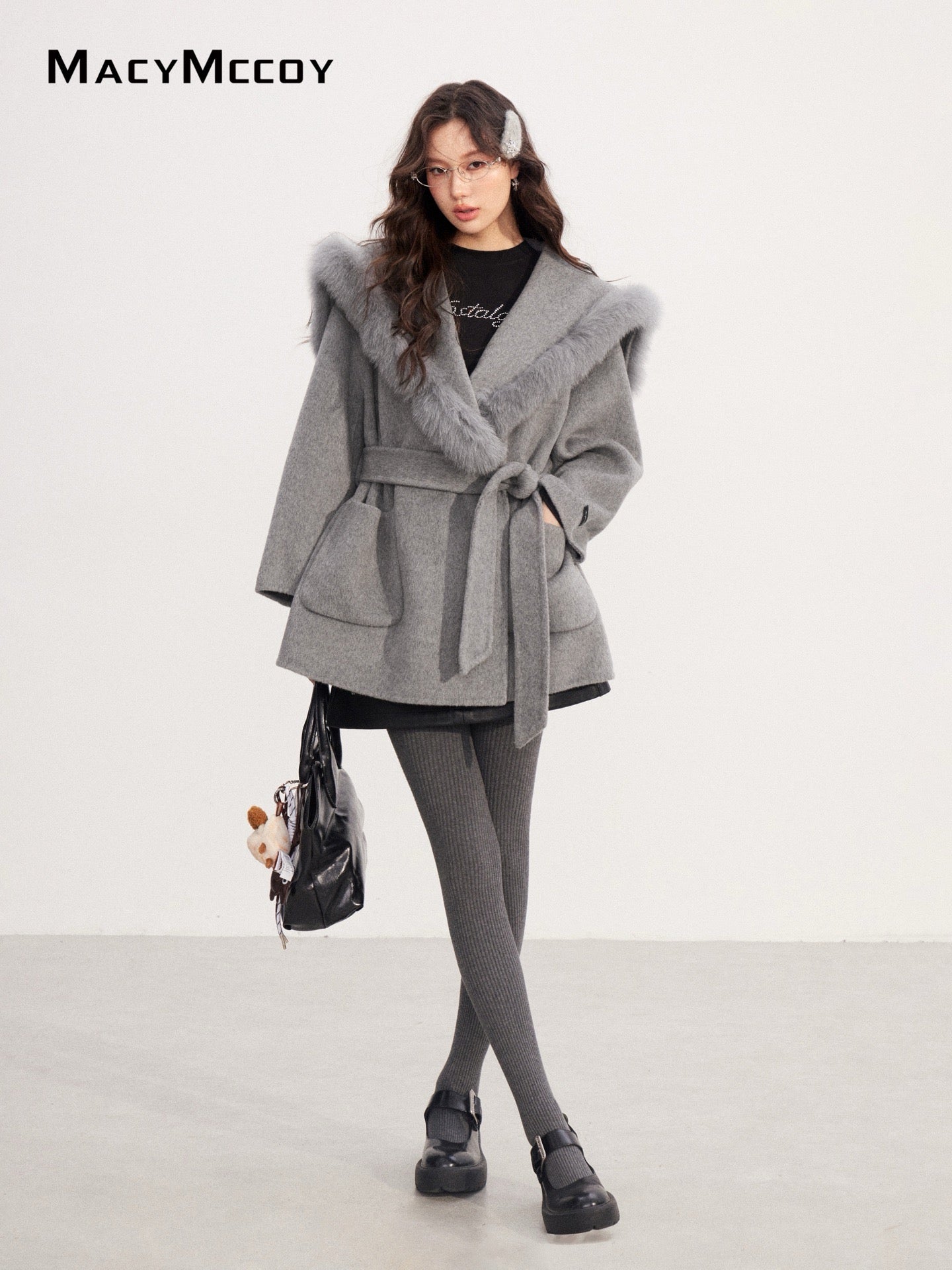 MacyMccoy MMC2025226 Wide lapel wool coat