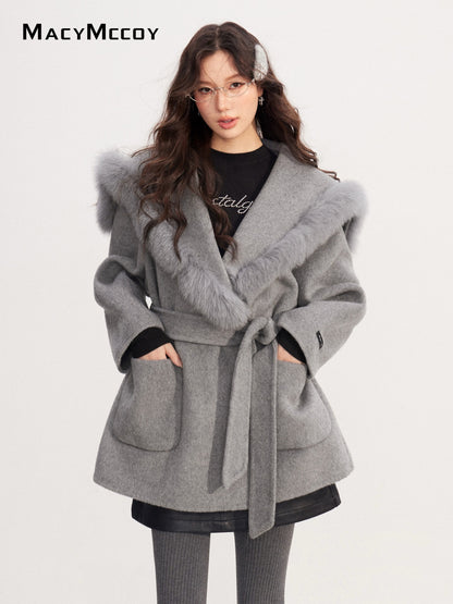 MacyMccoy MMC2025226 Wide lapel wool coat