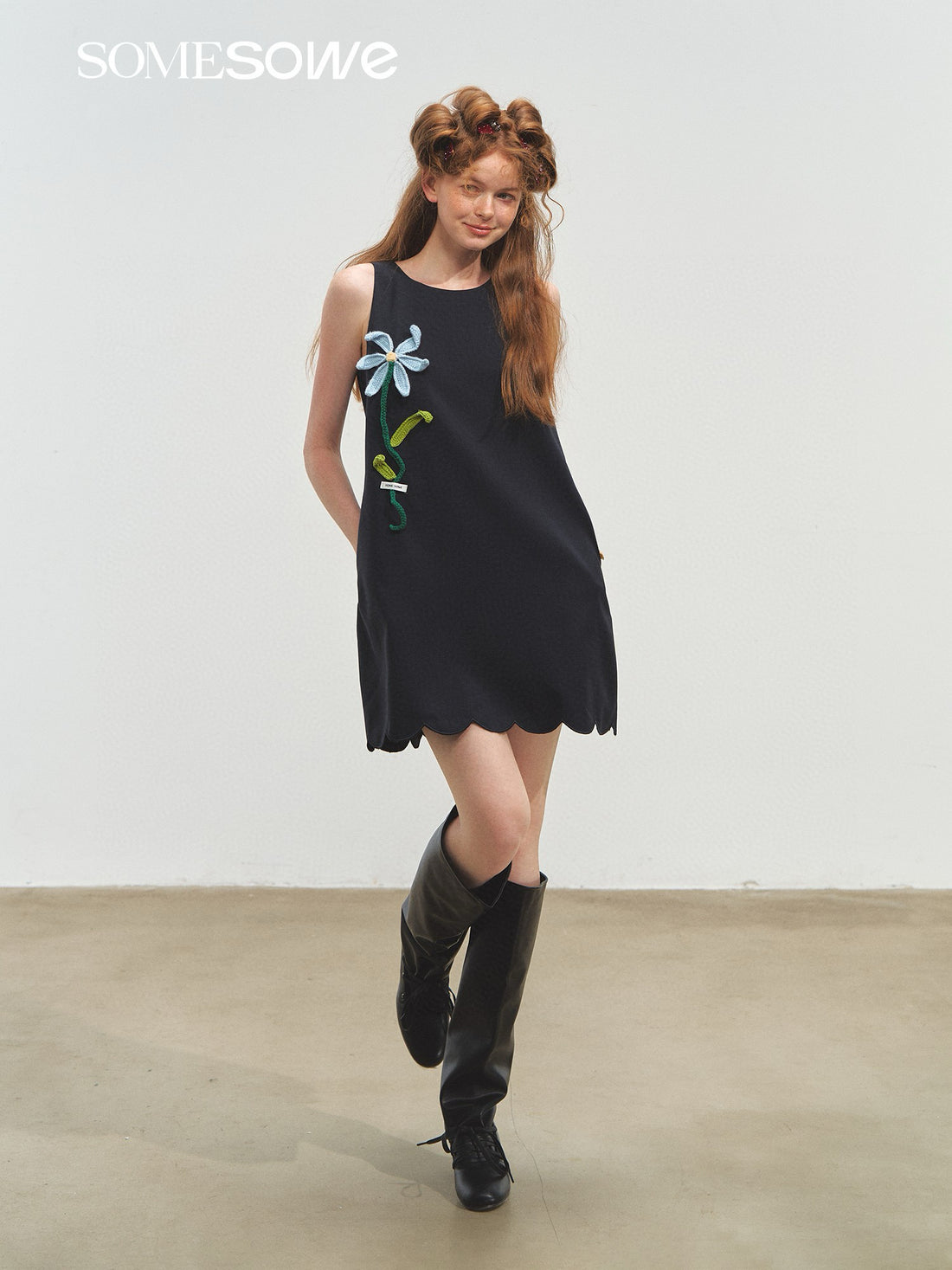 SOMESOWE S2508177 Hand hook flower dress