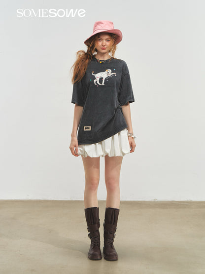 SOMESOWE S2508170 Wax spotted dog print T-shirt