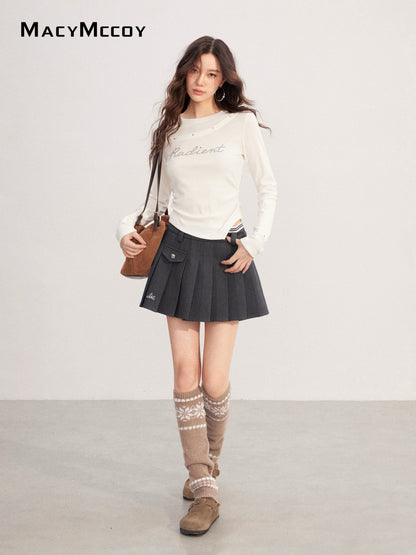 MacyMccoy MMC2025238 A-line high waisted pleated skirt