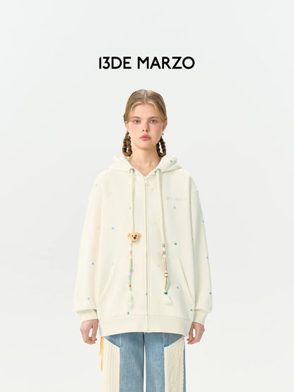 13DE MARZO Colorful string hooded jacket