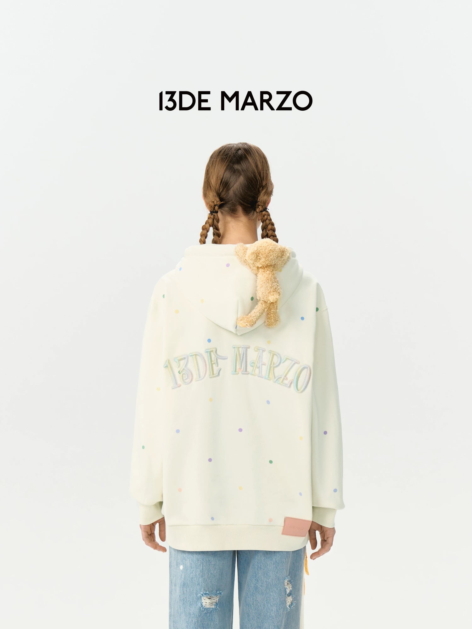 13DE MARZO Colorful string hooded jacket