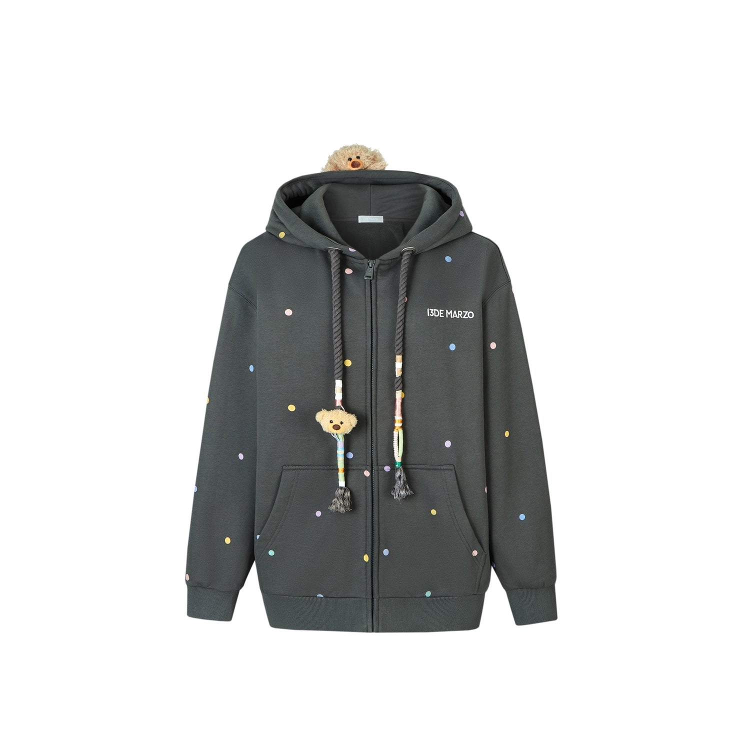 13DE MARZO Colorful string hooded jacket