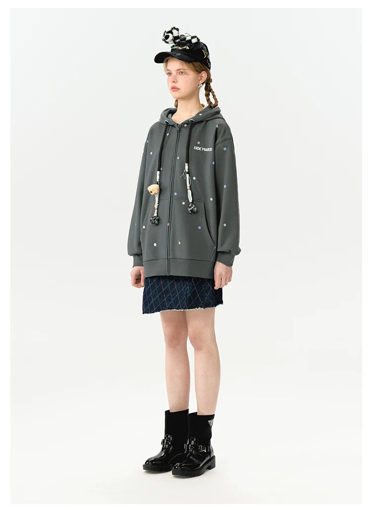 13DE MARZO Colorful string hooded jacket