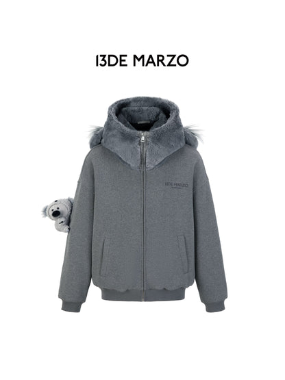 13DE MARZO Koala Coat Cute Grey Hoodie
