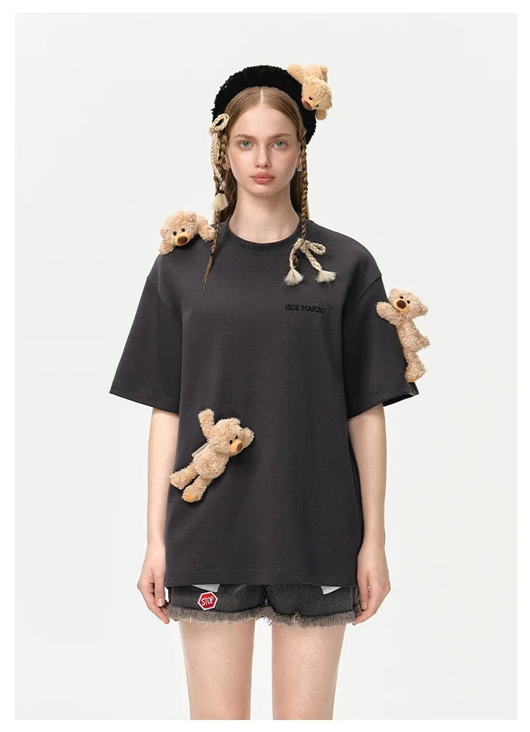 13DE MARZO Multi doll round neck loose casual T-shirt