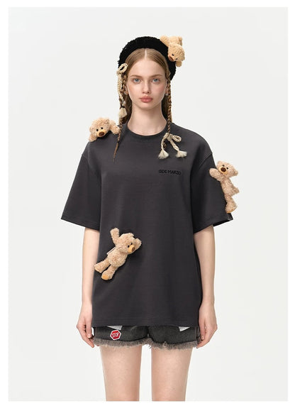 13DE MARZO Multi doll round neck loose casual T-shirt