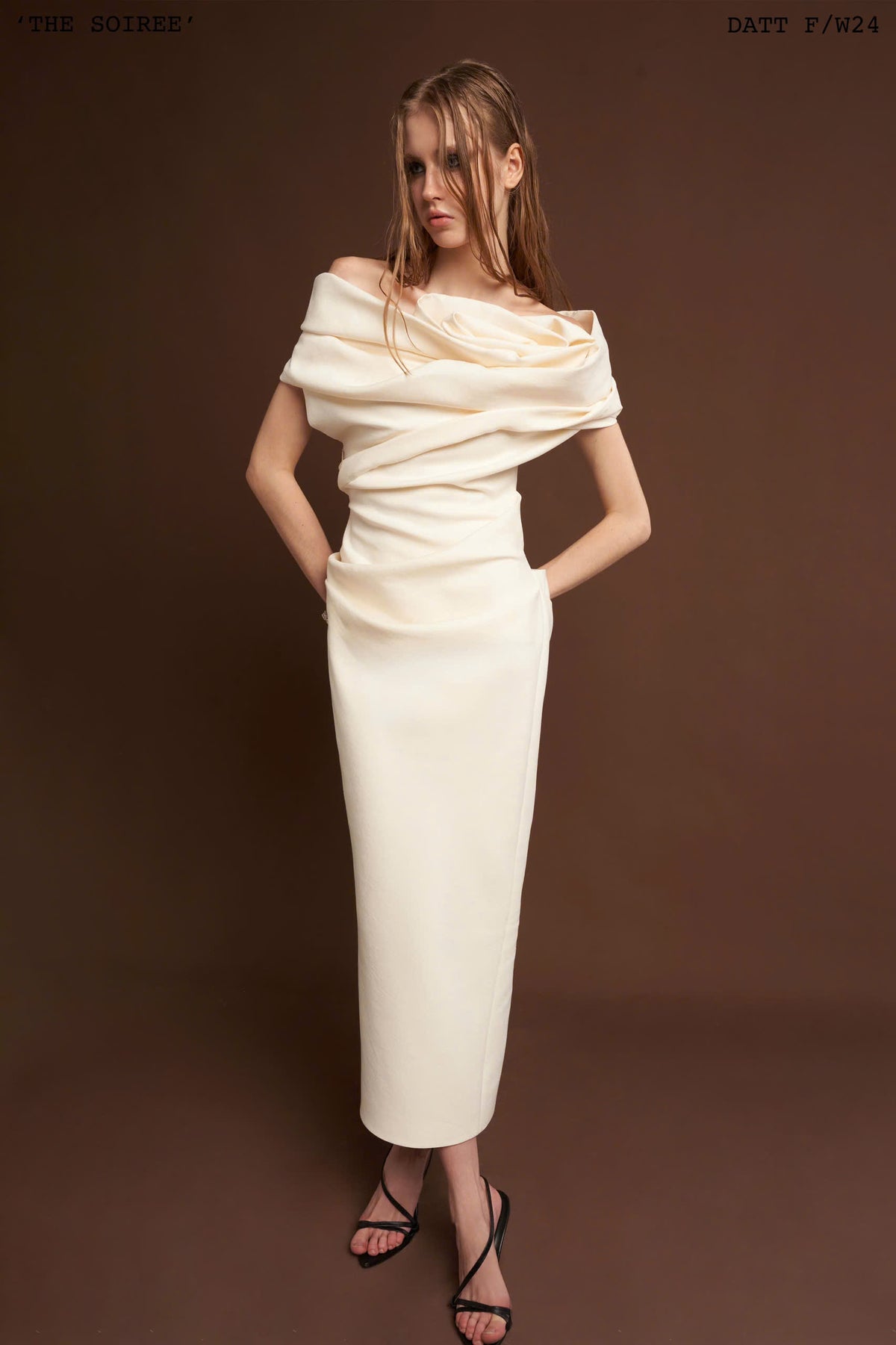 DATT ROSE DRAPED MIDI DRESS