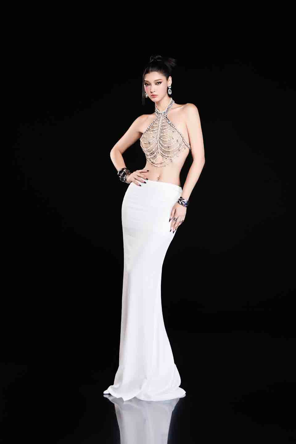 Bandage Dress Pearl bead top &amp; skirt set