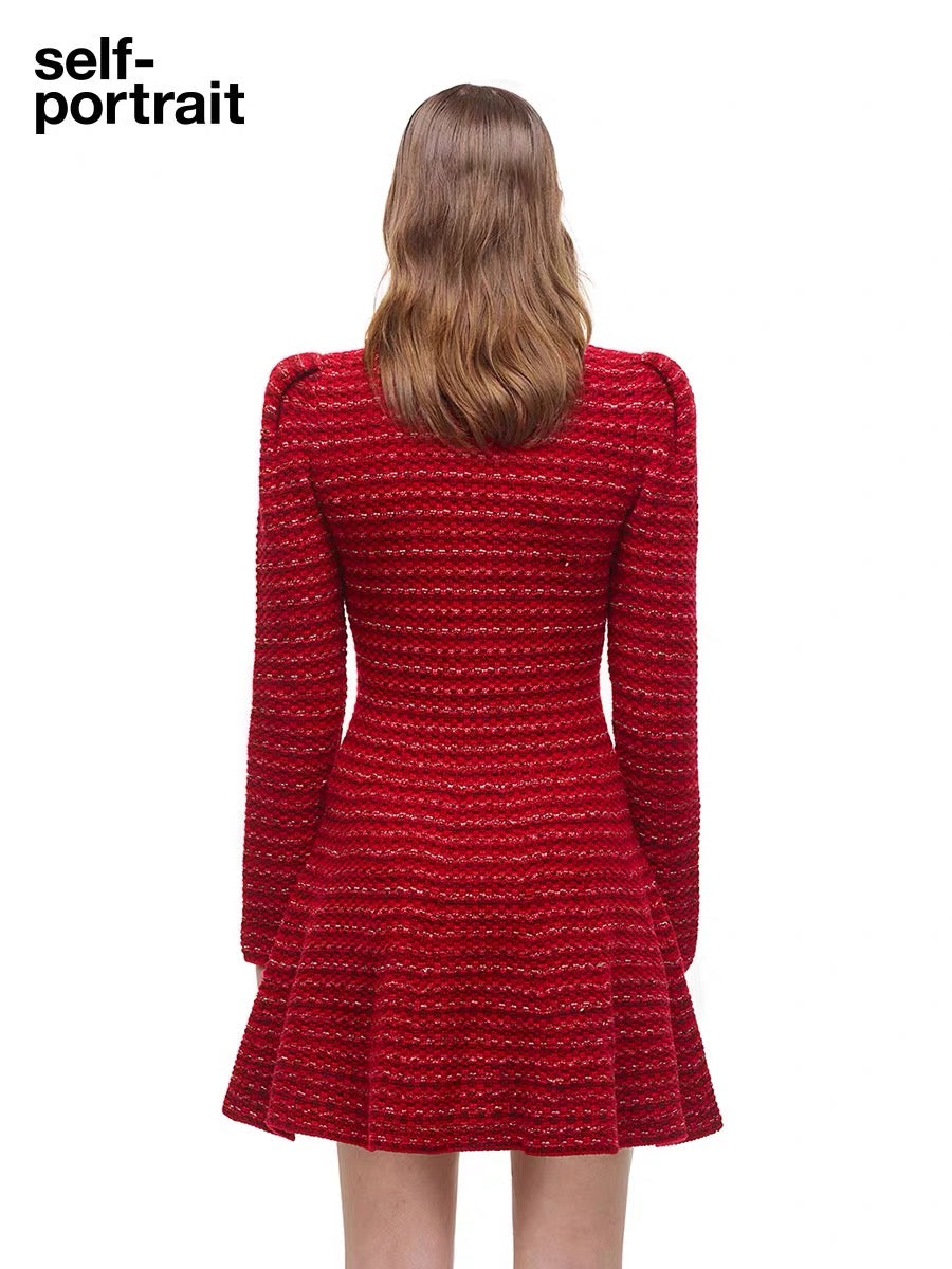 Self-Portrait KNIT MELANGE MINI DRESS