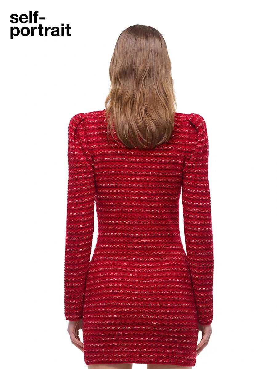 Self-Portrait BOW KNIT MINI DRESS