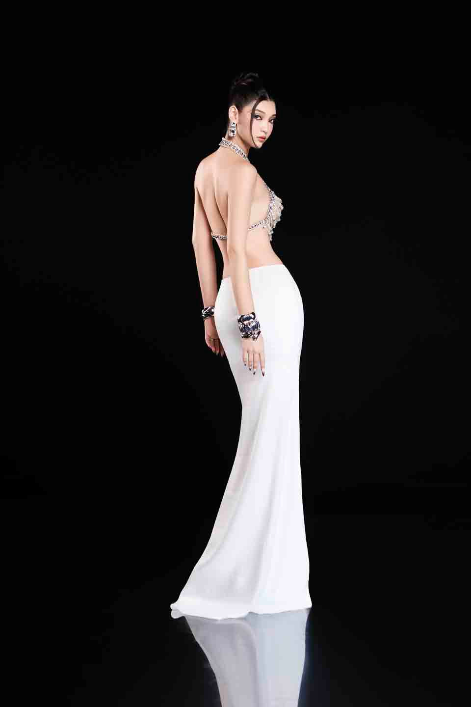 Bandage Dress Pearl bead top &amp; skirt set