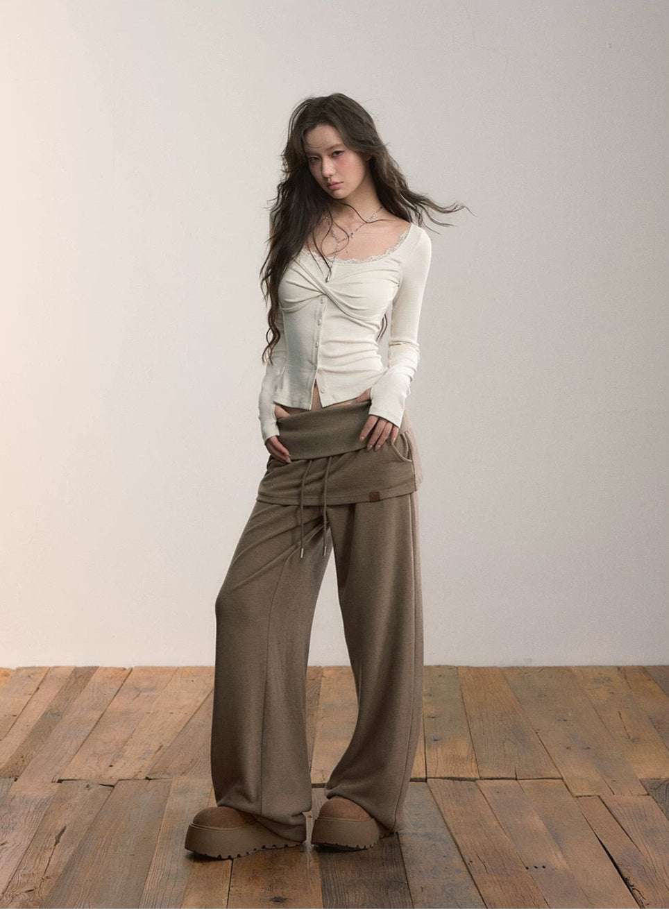 VIA PITTI VIACTP513 Lace single breasted long sleeved top