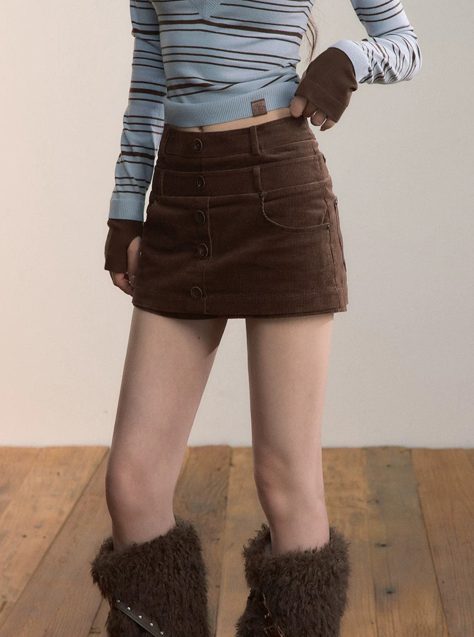 VIA PITTI VIADTP634 Light velvet core versatile straight tube skirt