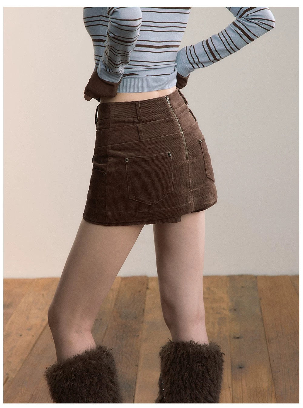 VIA PITTI VIADTP634 Light velvet core versatile straight tube skirt