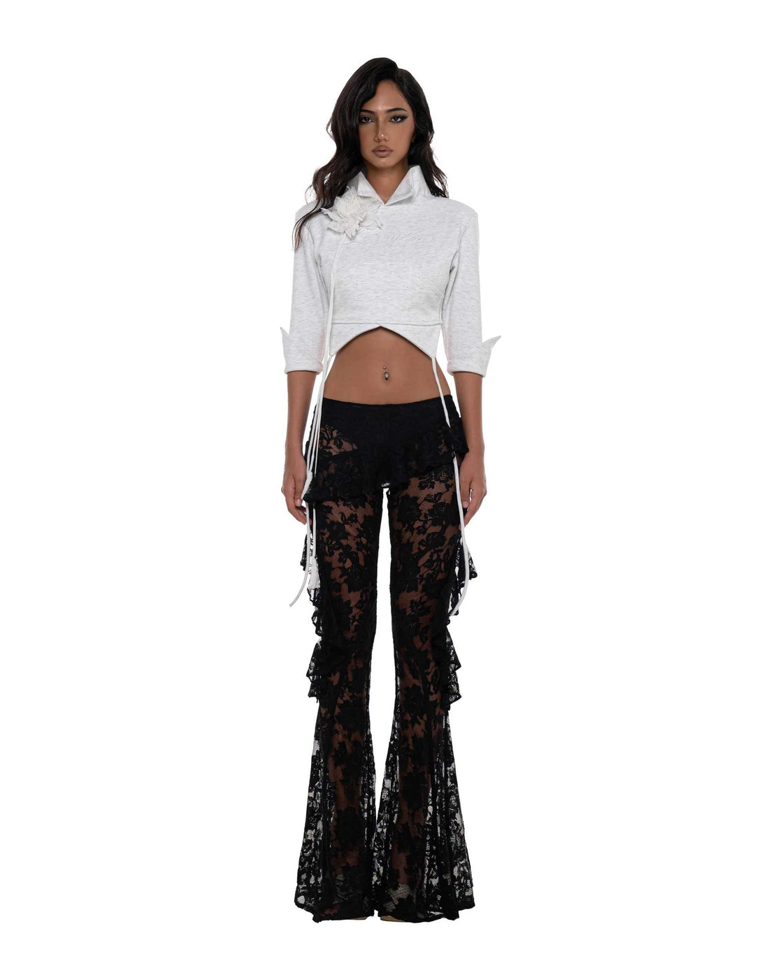 Huelleyrose Bijou Lace Pants &amp; Cleo Top with Flower Pin