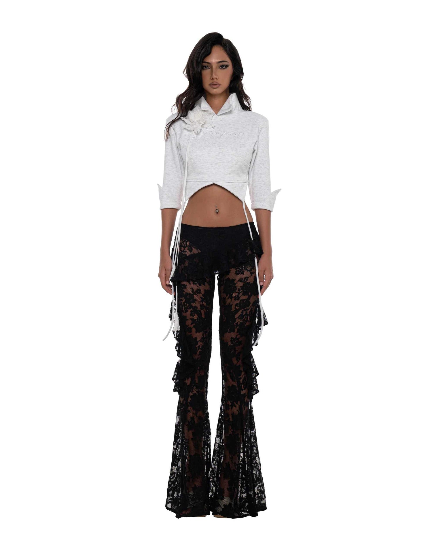 Huelleyrose Bijou Lace Pants &amp; Cleo Top with Flower Pin