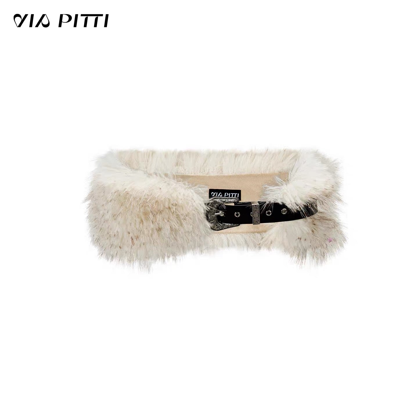 VIA PITTI VIAAA033 Three-Function Leather Belt &amp; Fur Shawl