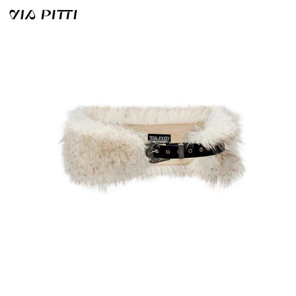 VIA PITTI VIAAA033 Three-Function Leather Belt &amp; Fur Shawl