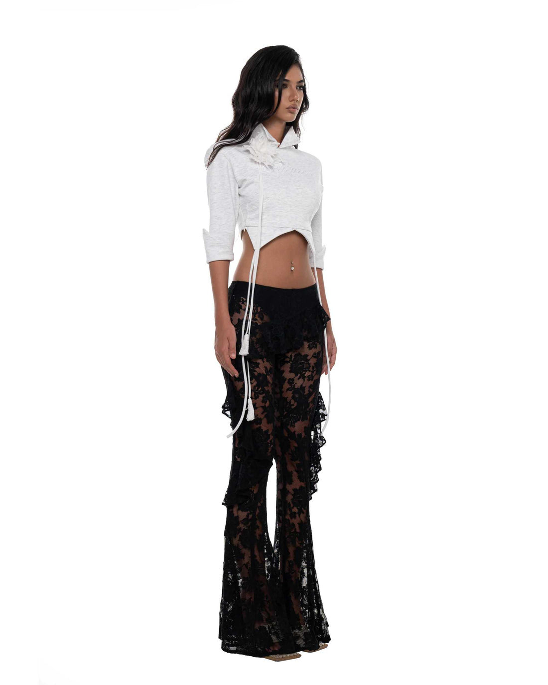Huelleyrose Bijou Lace Pants &amp; Cleo Top with Flower Pin