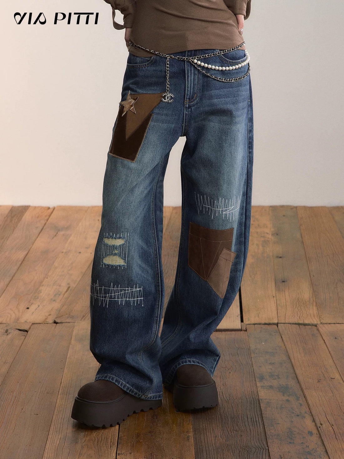 VIA PITTI VIADP636 Heavy industry street style adhesive fabric jeans