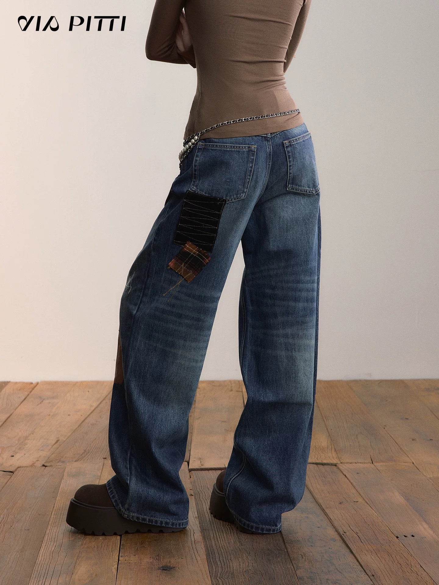 VIA PITTI VIADP636 Heavy industry street style adhesive fabric jeans
