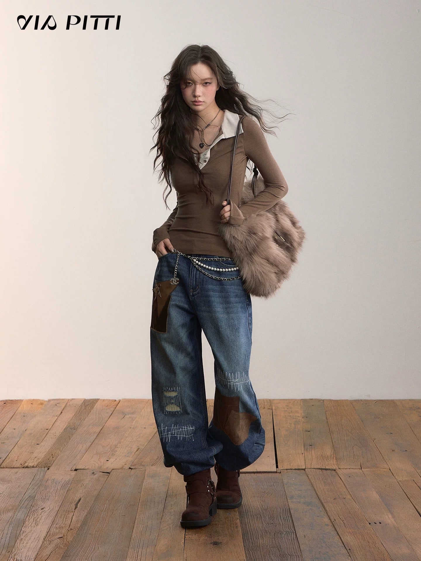 VIA PITTI VIADP636 Heavy industry street style adhesive fabric jeans