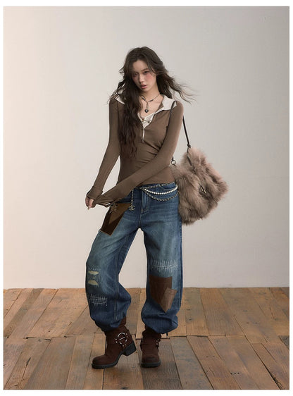 VIA PITTI VIADP636 Heavy industry street style adhesive fabric jeans