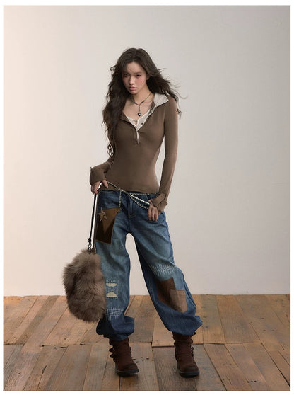 VIA PITTI VIADP636 Heavy industry street style adhesive fabric jeans