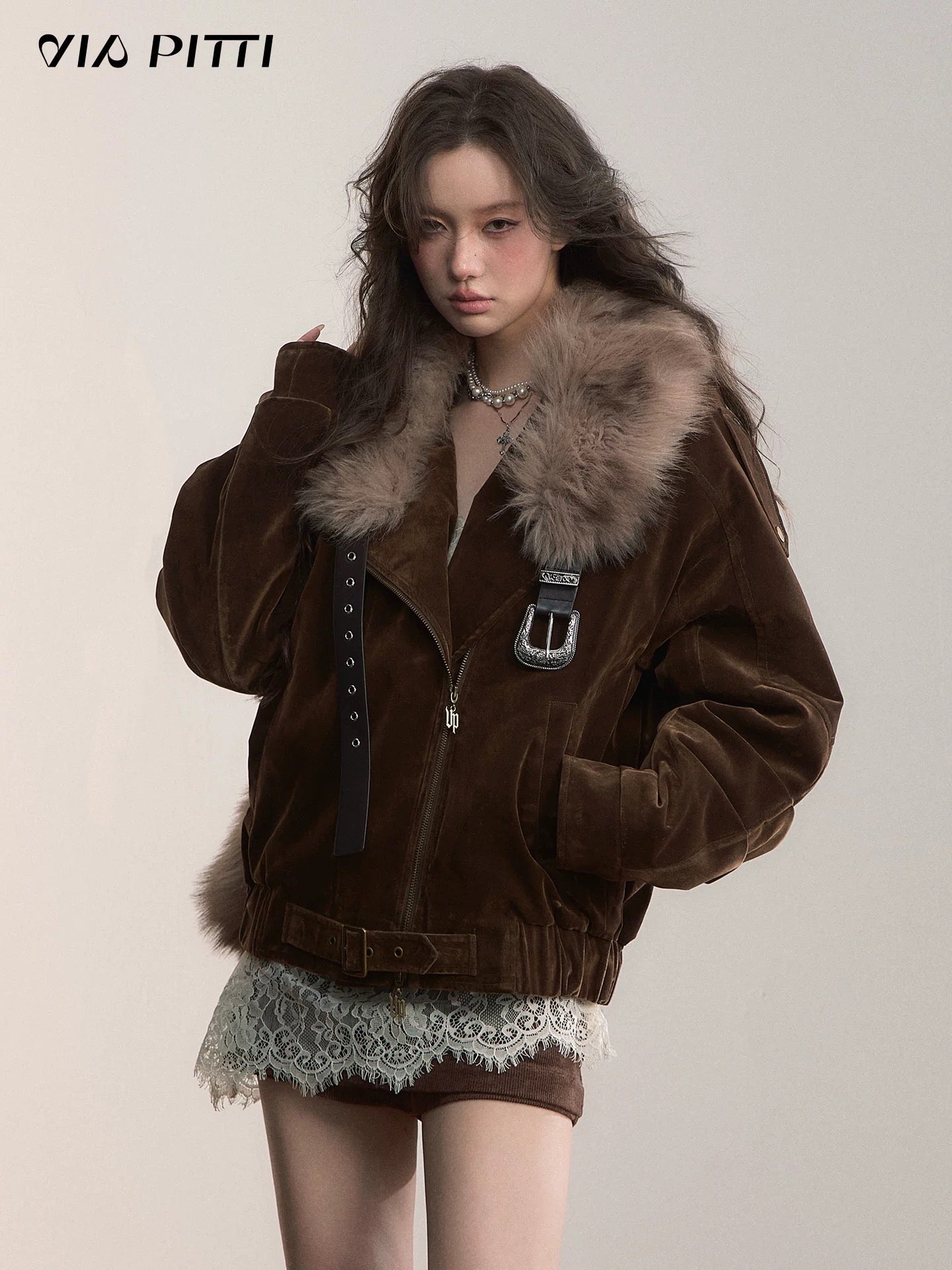 VIA PITTI VIACC526 Retro loose denim down jacket