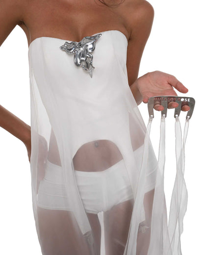 Huelleyrose Sepia Dress with Flower Pin &amp; Comb