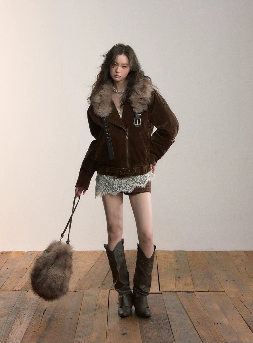 VIA PITTI VIACC526 Retro loose denim down jacket