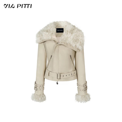 VIA PITTI VIACC546 Heavy industry imitation fur short jacket