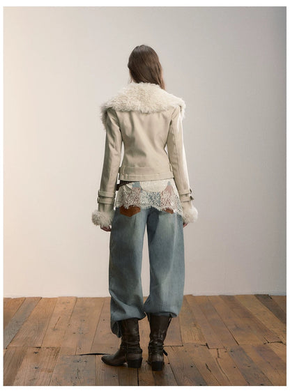 VIA PITTI VIACC546 Heavy industry imitation fur short jacket