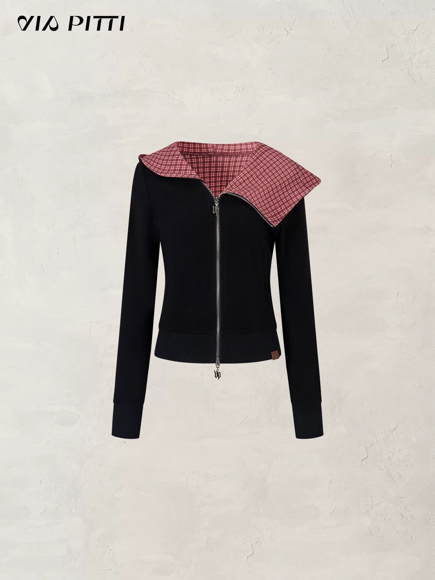 VIA PITTI VIADC640 Design inspired collared street style hooded sweatshirt