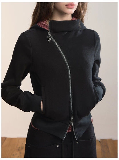 VIA PITTI VIADC640 Design inspired collared street style hooded sweatshirt