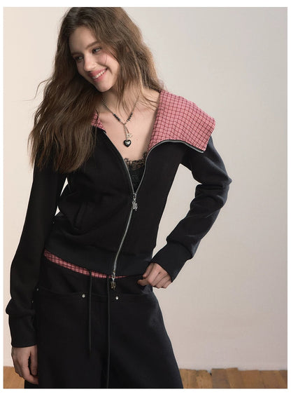 VIA PITTI VIADC640 Design inspired collared street style hooded sweatshirt