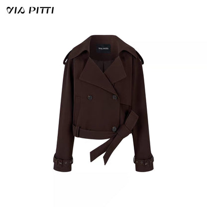 VIA PITTI VIADC647 Bottom strap short lapel windbreaker