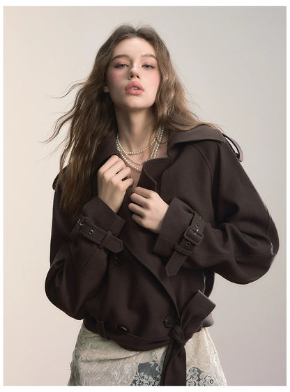 VIA PITTI VIADC647 Bottom strap short lapel windbreaker
