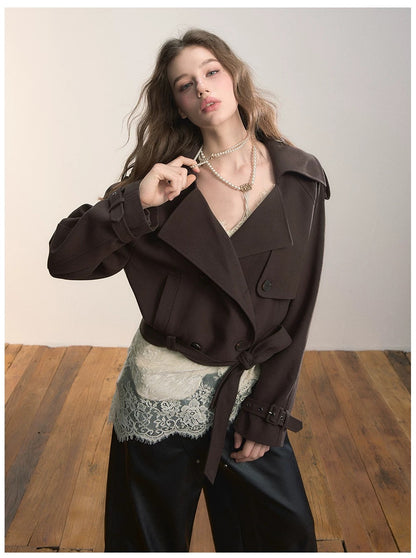VIA PITTI VIADC647 Bottom strap short lapel windbreaker