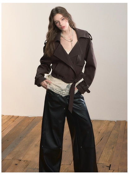 VIA PITTI VIADC647 Bottom strap short lapel windbreaker