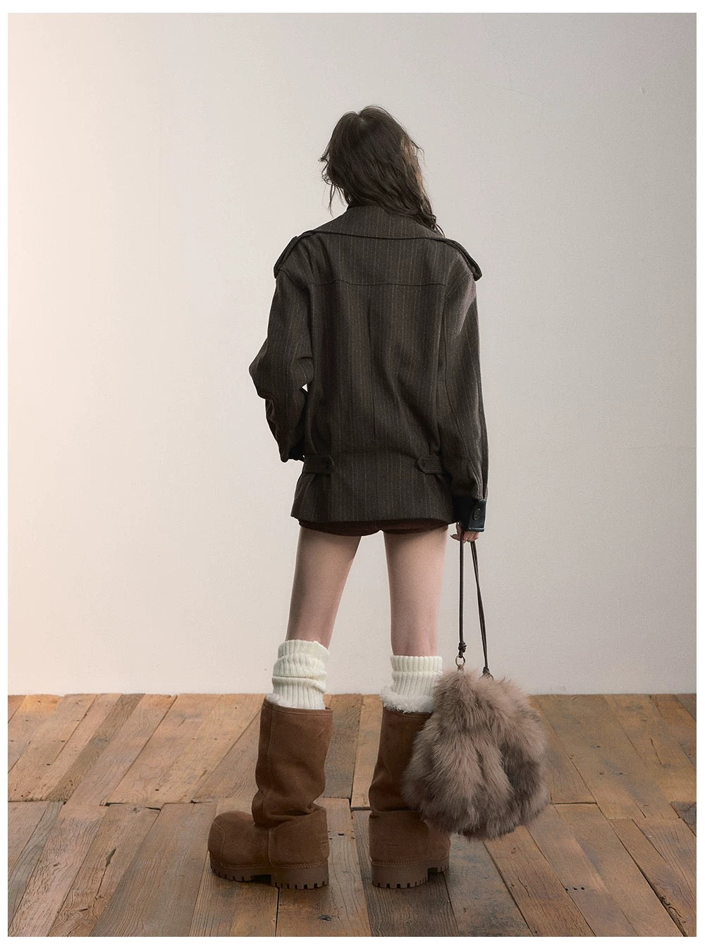 VIA PITTI VIADC608 Heavy industry fake two-piece spliced contrasting color jacket