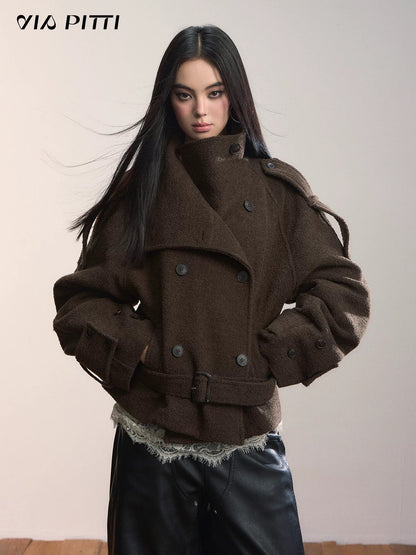 VIA PITTI VIADC586 Double breasted contrasting color wool jacket