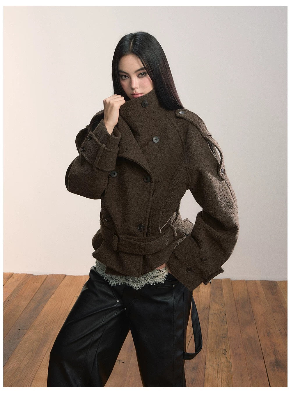 VIA PITTI VIADC586 Double breasted contrasting color wool jacket