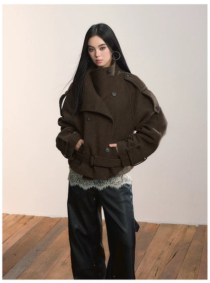 VIA PITTI VIADC586 Double breasted contrasting color wool jacket