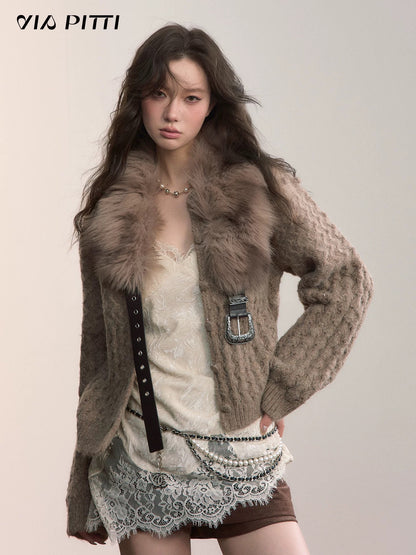 VIA PITTI V25AK056 Three-dimensional pom-pom loose knit sweater