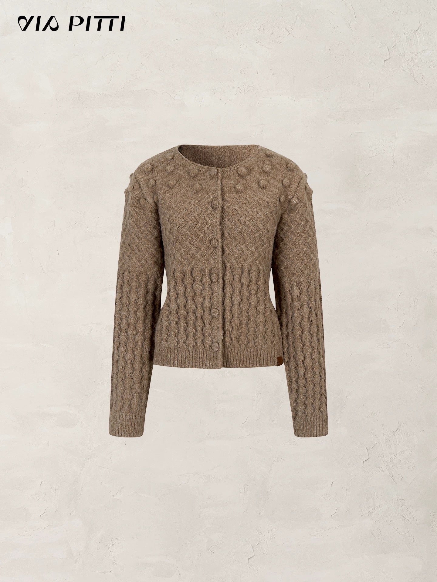 VIA PITTI V25AK056 Three-dimensional pom-pom loose knit sweater